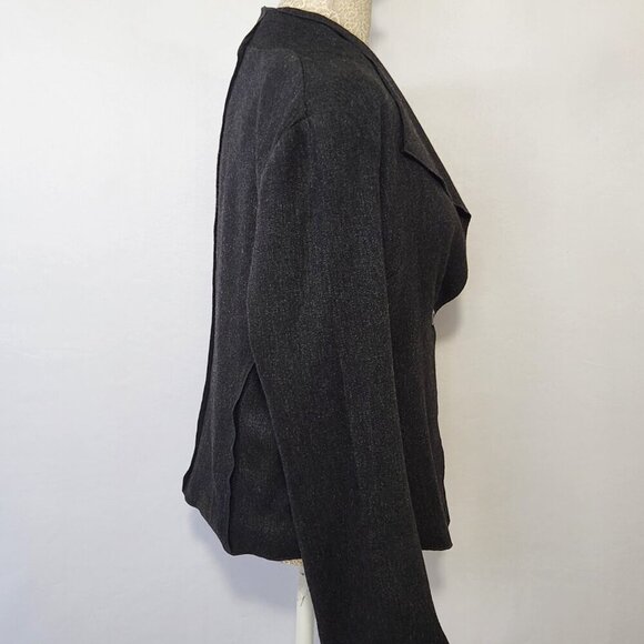 J Jill Women's Size 8P Black Unstructured Wool Blend Asymmetrical Jacket Blazer - Picture 8 of 15